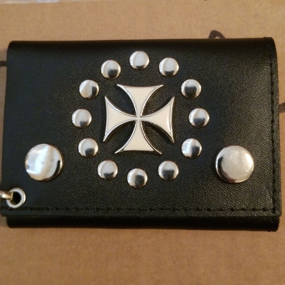 Leather Choppers Cross Trifold Wallet